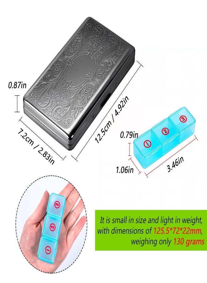 EYIDADAE Pill Organizer with 3 Compartments 7 Day Metal Pill Box for Fish Oil/Food Supplements Travel Pill Box. (Rectangle-Black, Large Rectangle) - Image 2